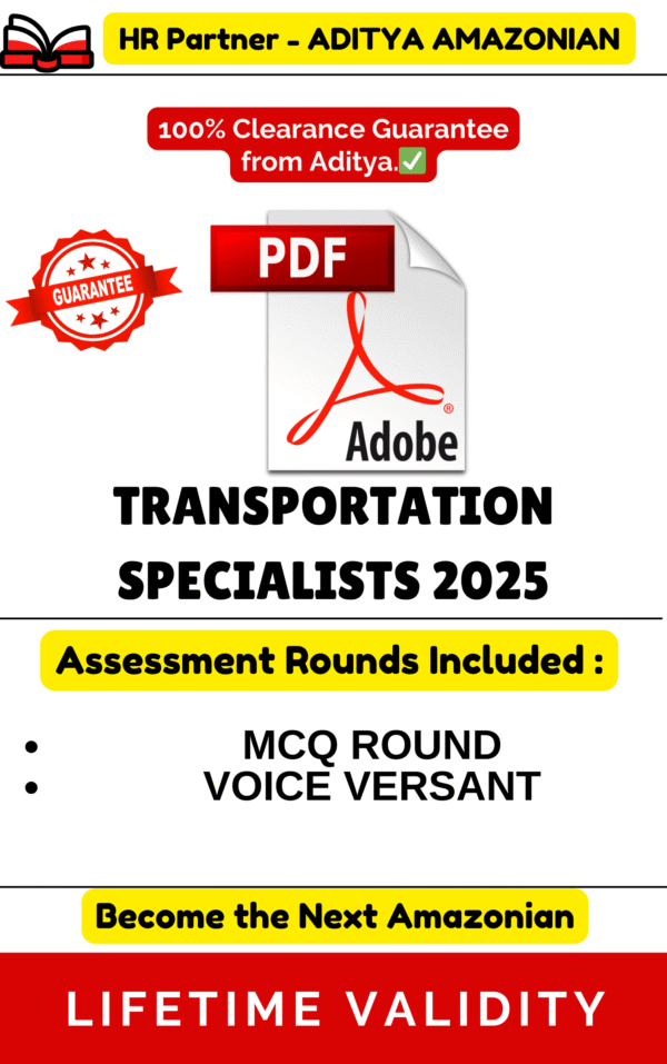 TRANSPORTATION SPECIALIST 2025 COMPLETE ASSESSMENT PDF ( Hirepro )