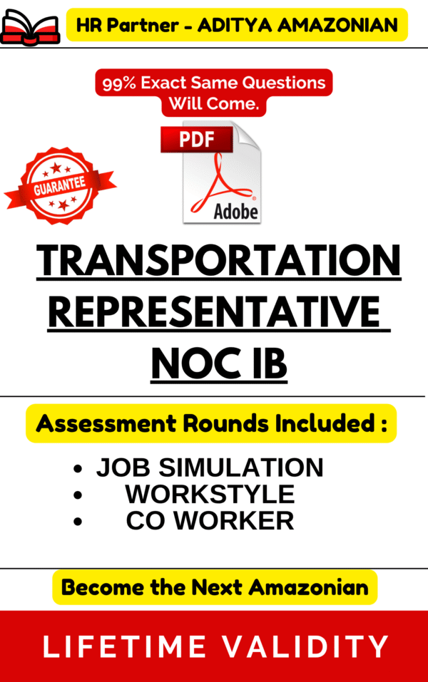 TRANSPORTATION REPRESENTATIVE NOC IB COMPLETE ASSESSMENT TEST PDF (AMAZONJOBS)