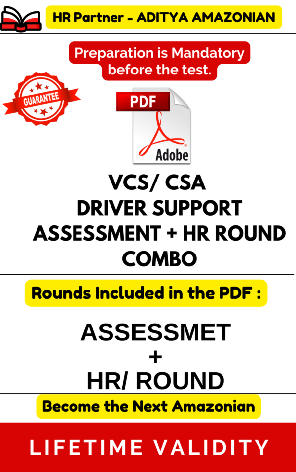 VCS/CSA - DRIVER SUPPORT ASSESSMENT+ HR ROUND COMBO PDF - 100% Clearance