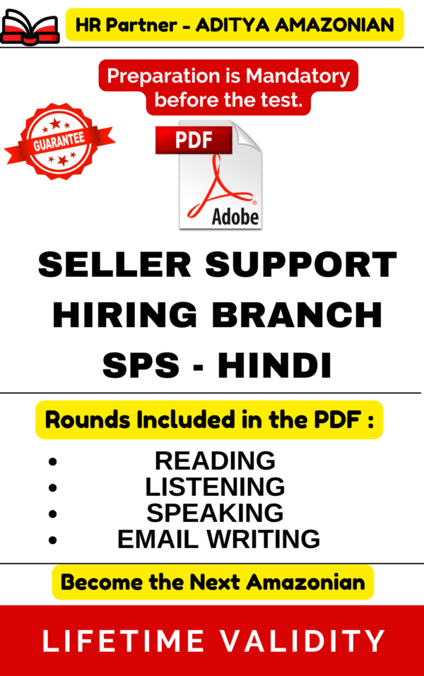 SELLER SUPPORT ( SPS ) Hindi- HIRING BRANCH ASSESSMENT TEST 2026 PDF